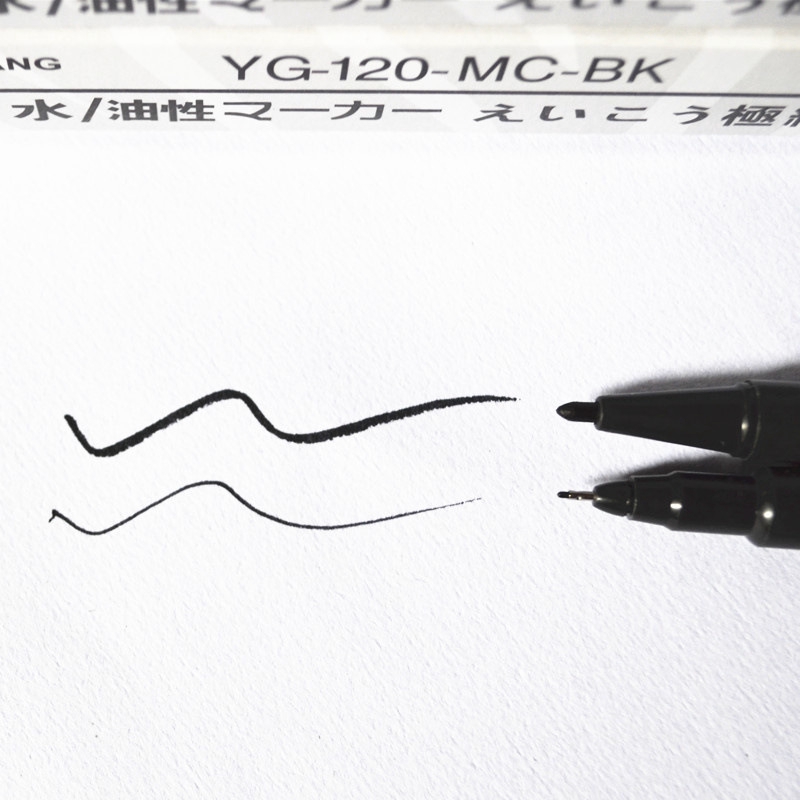 Twin Tip ปากกามาร์กเกอร์ถาวร Fine Point หมึกกันน้ํา Thin Nib Crude Nib หมึกสีดํา 0.5 มม.-2 มม. สีละเอียด ราคา ถูกที่สุด ดีลบีเคเค แกลเลอรีภาพที่ 5