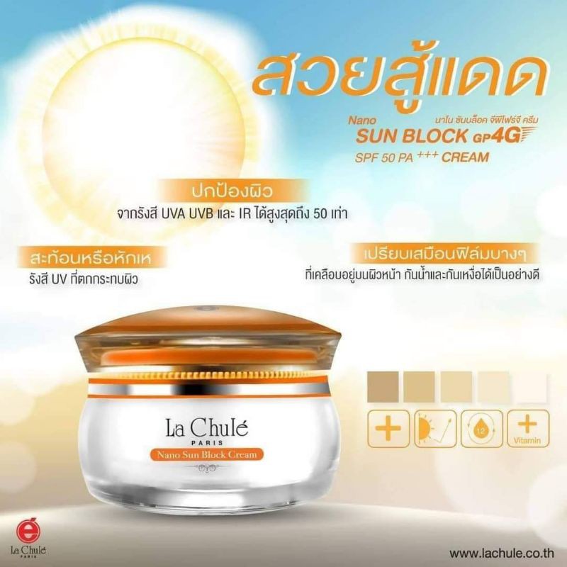 ครีมกันเเดดลาชูเล่ ครีมฝาส้ม กันเเดดได้มากกว่าทั่วไป130เท่า LachuleNanoSunBlockCream