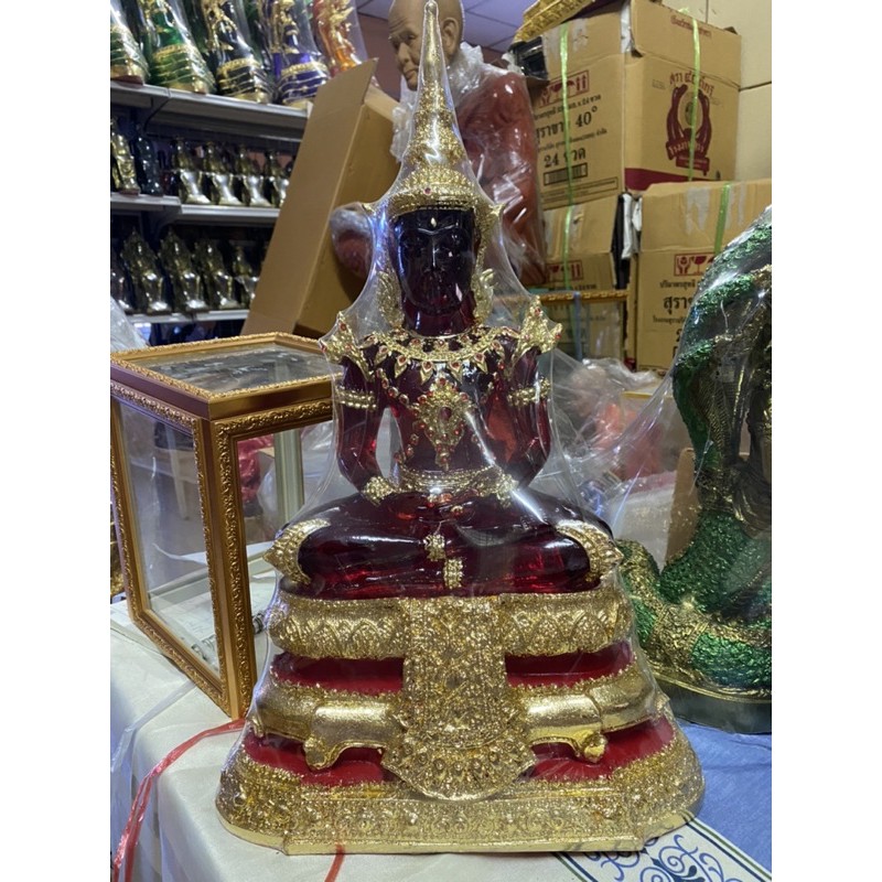 พระเเก้วมรกต 9 นิ้ว สีประจำวัน ฐาน12นิ้ว องค์ใหญ่ ปิดทองเค