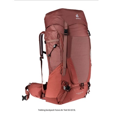 เป้ deuter รุ่น Futura Air Trek 55+10SL โลโก้ใหม่ ปี 2021 สีส้ม Redwood Lava , สีดำ - เทา Black Grap