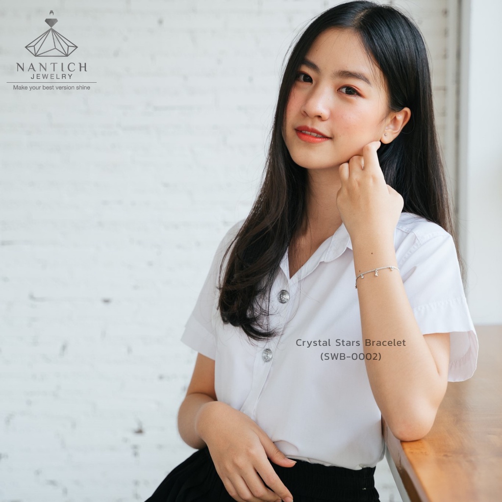 💎👩🏻‍⚕️ [เครื่องประดับ | ปลอดภัย] สร้อยข้อมือ คนแพ้ง่าย : Crystal Stars Bracelet (SWB-0002) Nantich Jewelry - รูปที่ 4