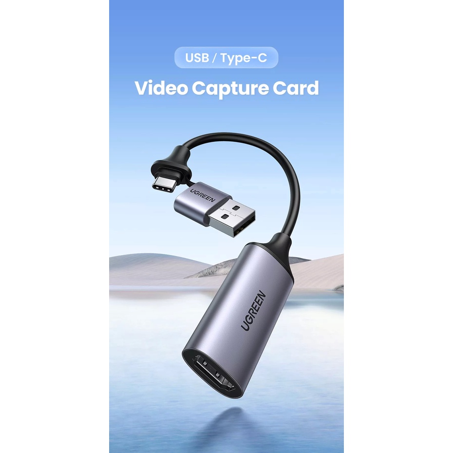 UGREEN (40189) Video Capture Card Single HDMI Input แคปเจอร์การ์ด ไลฟ์ตรีมผ่านคอมพิวเตอร์Type C Collector HDMI to  Phone