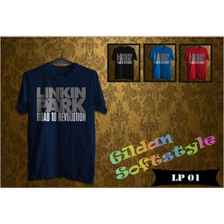 เสื้อยืดแฟชั่น เสื้อยืด linkin park road to revolution original gildan softstyle lp01