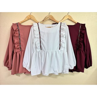 เสื้อแขนยาวชายระบาย พร้อมส่ง 5 สี