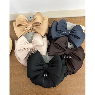 เน็ตติดผมผ้าซาตินที่เรียบและหรู กิ๊บติดผม โบว์ติดผมรุ่น Italy Silk Satin