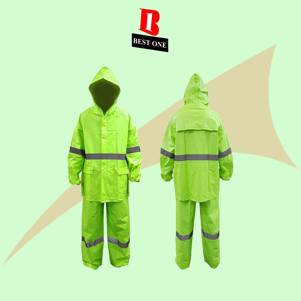 ⚠️⚠️⚠️ ชุดกันฝนสีเขียว เสื้อ-กางเกง มีแถบสะท้อนแสง รุ่น RG07 (สามารถออกใบกำกับภาษีได้)