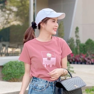 Jarika.shop - เสื้อยืด เสื้อยืดลายชาไข่มุก เค้ก ไอติม SWEET แขนสั้นแต่งลายน่ารักๆ ( ข83 )