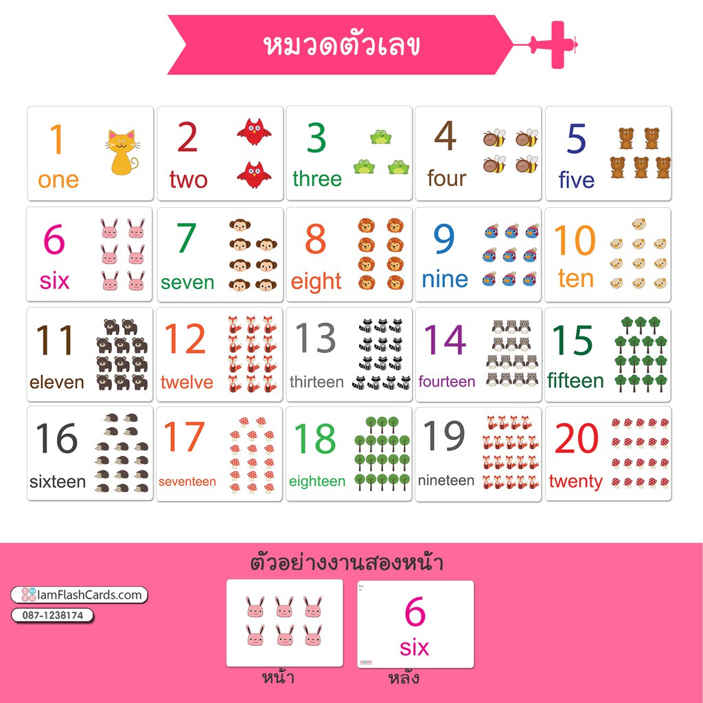แฟลชการ์ด หมวดตัวเลข Number 1-20 บัตรคำ แนวการสอนเดียวกับ ชิจิดะ เฮกุรุ |  Shopee Thailand
