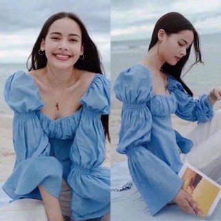 เสื้อแบบคุณญาญ่า ทรงปาดไหล่ แขนทรงบอลูนพองๆ ชายแขนกระดิ่ง งานZARA