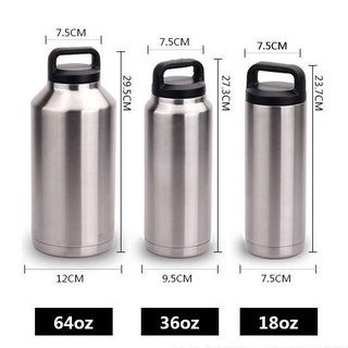 ขวดน้ำ กระติกน้ำขนาด 20oz/36oz/64oz เก็บอุณหภูมิความร้อน-ความเย็น สแตเลส 304 แก้วเก็บความเย็น-ความร้อน