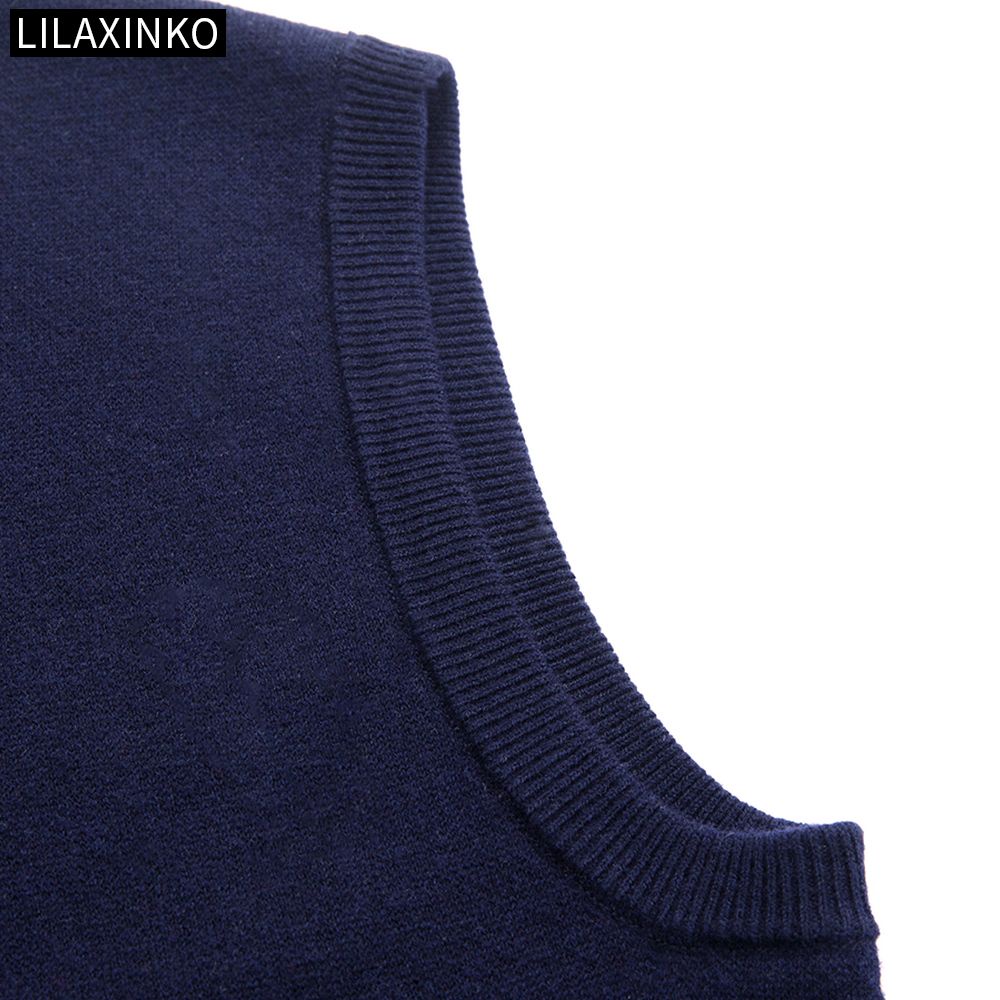 4สีผู้ชายเสื้อกั๊กแขนกุดเสื้อขนสัตว์ถักโวลต์คอธรรมดาพื้นฐานกระเป๋ากระดุมด้านบนสบายๆคลาสสิกฤดูใบไม้ร่วงฤดูหนาวเสื้อผ้าแฟชั่นใหม่ - รูปที่ 4