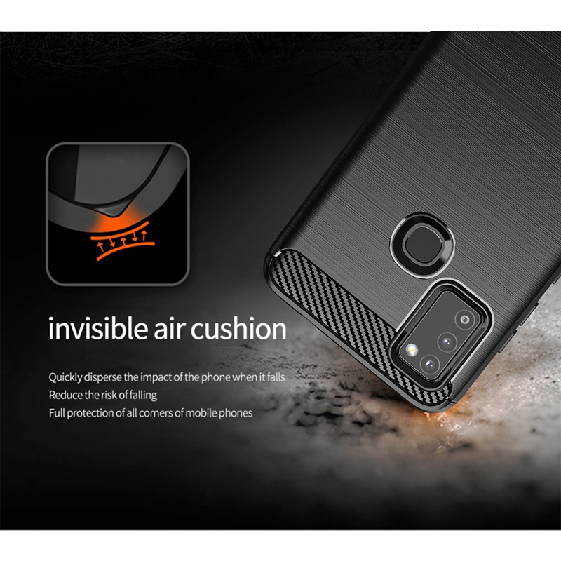 Samsung Galaxy M51 M31 M21 M11 เกราะกันกระแทกคาร์บอนไฟเบอร์แปรงไฮบริดเคส TPU - รูปที่ 7