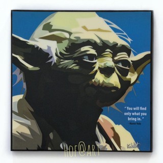 Yoda โยดา Jedi เจได Star Wars สตาร์วอร์ส รูปภาพ​ติด​ผนัง​ pop art แต่งบ้าน ของขวัญ กรอบรูป​ โปสเตอร์