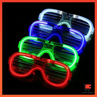 แว่นตาเรืองแสง ""มีหลอดไฟ LED"" แว่นตาเรืองแสง คริสต์มาส แว่นสงกรานต์ Luminous glasses