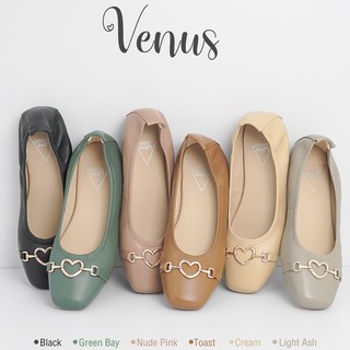 [ LoveGood ] รองเท้ารุ่น Venus วัสดุหนังแกะแท้อย่างดี ใส่นุ่มสบาย ไม่เมื่อย ไม่กัด  ความสูงส้น 1.5 cm