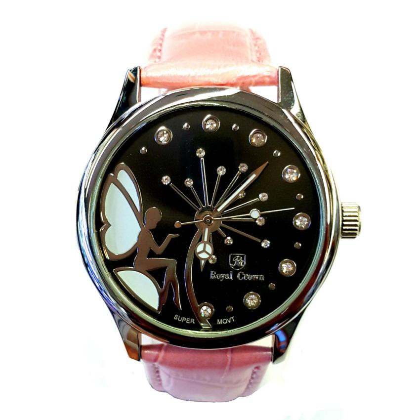 Royal Crown นาฬิกาแฟชั่น อิตาลี่ดีไซน์ ดีไซน์ที่สวยงามทันสมัย มาพร้อมกับสายหนัง รุ่น 6419 -Pink
