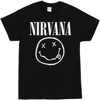 เสื้อยืดคอกลมเสื้อยืดแขนสั้น คอกลม ผ้าฝ้าย 100% พิมพ์ลายโลโก้หน้ายิ้ม Nirvana เหมาะกับของขวัญวันเกิด สําหรับผู้ชาย และผู