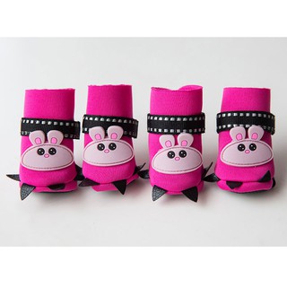 พร้อมส่ง รองเท้าสุนัข รองเท้าแมว แบบผ้า พื้นกันลื่น (S097)