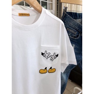 Prince New‼️OverSize งานปักลายน่ารักมากค่ะมีกระเป๋าหน้าผ้าcotton สีขาว ลายมิคกี้เม้าส์ ที่กระเป๋าเสื้อ