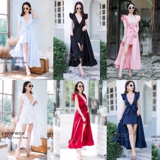 SK6960  Dress งานผ้า 4way แขนกุดระบาย คอวีลึกแอบเซ็กซี่นิดๆ มีซิปหลัง เอวไม่สม็อคค่ะ ดีเทลเก๋ด้วยการเย็บแต่งปีกข้าง