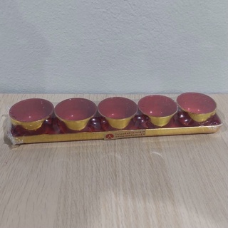 ถ้วยน้ำชา 5 เเถว (สีเเดง,ทอง)