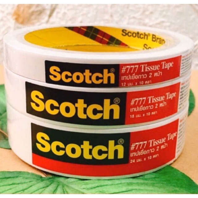 Scotch เทปเยื่อกาว2หน้า Tissue Tape 24มม.x10หลา #777