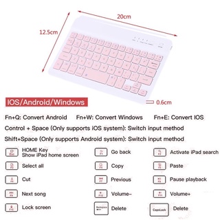 แป้นพิมพ์บลูทูธ คีย์บอร์ดบลูทูธไร้สาย ใช้ได้กับโทรศัพท์มือถือ แท็บเล็ต ไอแพด  keyboard wireless  mouse แป้นพิมพ์ไทย #9