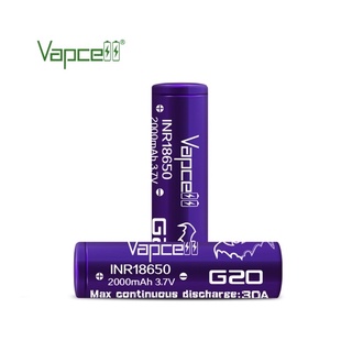 Vapcell[ได้ถ่าน2ก้อน]สีม่วงG20 INR18650 2000mAh 3.7V 30Aของแท้ เช็คโค๊ตได้