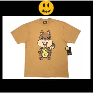 เสื้อยืดโอเวอร์ไซส์เสื้อยืดแขนสั้น พิมพ์ลาย Drew smiley face house Bieber smiley face สีน้ําตาล แฟชั่นคู่รัก สําหรับผู้ช