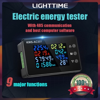 Lighttime ใหม่ เครื่องทดสอบแรงดันไฟฟ้าดิจิทัล โวลต์มิเตอร์ แอมมิเตอร์ AC 50-300V หน้าจอ LED 0-100A 2021