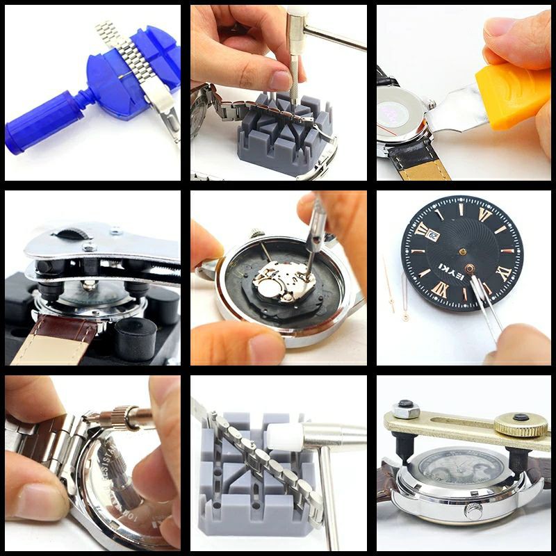 144pcs Watch Case Holder Opener Pin Link RemoverRepair ToolKit Watch Repaiกามืออาชีพซ่อมเครื่องมือนาฬิกาข้อมือชุดเปลี่ยน