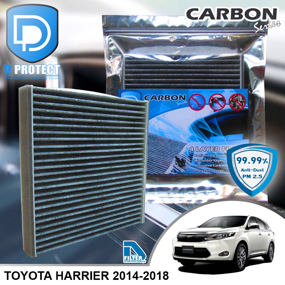 กรองแอร์ Toyota โตโยต้า Harrier 2014-2018 คาร์บอน (D Protect Filter Carbon Series) By D Filter (ไส้กรองแอร์) RB041N-HAIR