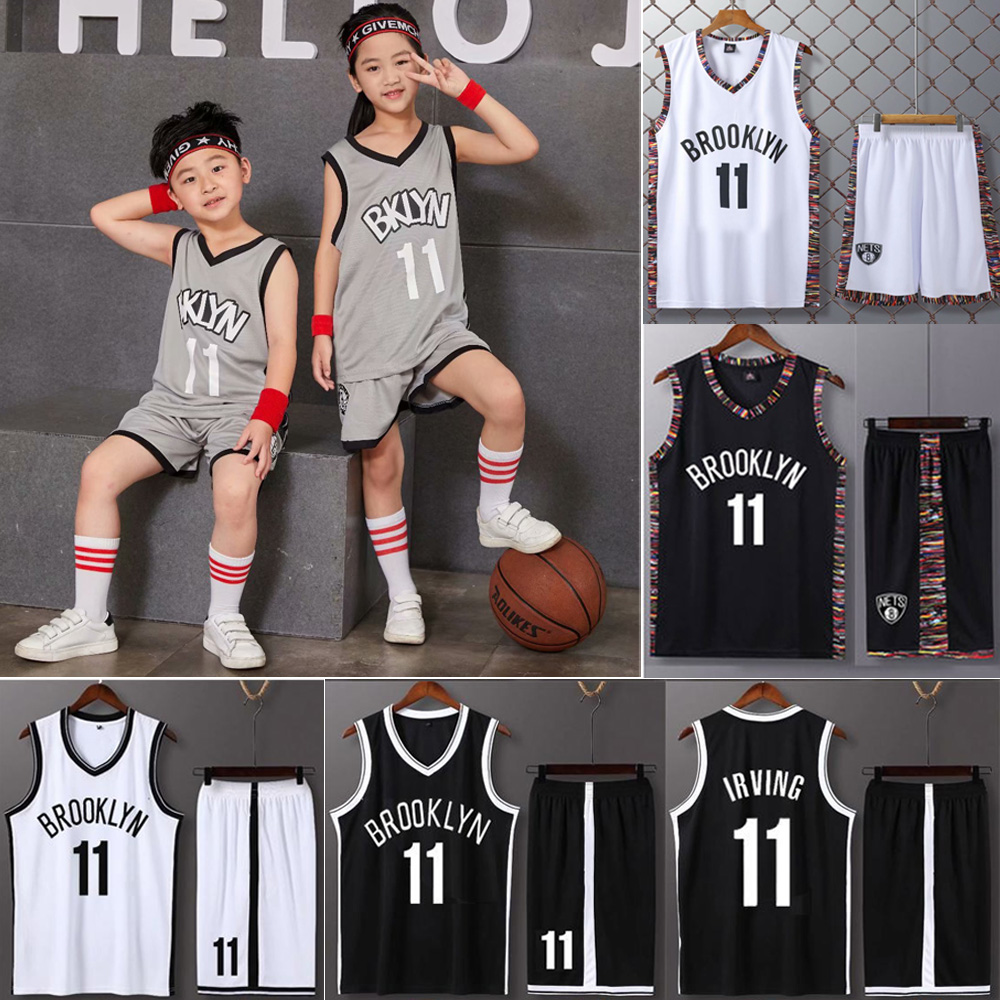 City Version NBA Jersey Brooklyn Nets No.11 Irving Basketball Uniform Set Sports Clothes For Kids Boy Girl