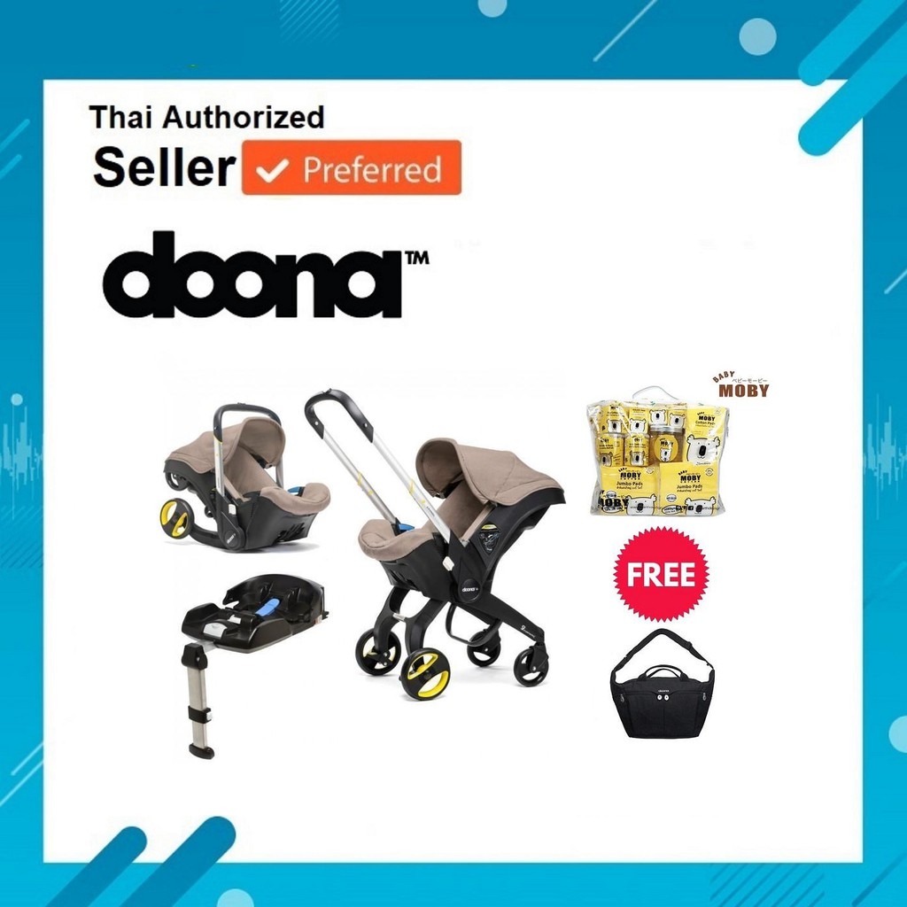 [ผ่อนได้][Official] Doona คาร์ซีทมีล้อ (New) - 100% แท้จริง +Isofix Base + Doona All Day Bag &amp; Baby moby Newborn Set