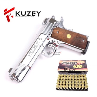 KUZEY M1911 5” นิ้ว COLT MK IV SERIES80 กริปไม้ เงินเงา แถมลูก 1 กล่อง