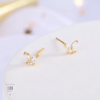 Korea Earrings ต่างหูมินิมอล ต่างหูคริสตัลรูปผีเสื้อ