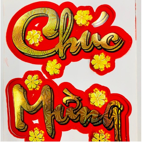 ตัวอักษรสวัสดีปีใหม่และดอกไม้แอปริคอทสําหรับตกแต่ง Tet - VPP Tri Intue