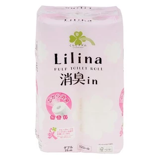 Lilina กระดาษทิชชู่ กระดาษชำระ ญี่ปุ่น ละลายน้ำได้ ทิ้งชักโครกไม่ตัน 12 ม้วน ปล่อยกลิ่นหอม