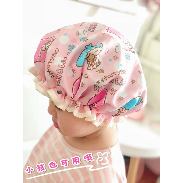 หมวกคลุมผมอาบน้ํา แบบยืดหยุ่น กันน้ํา สไตล์ญี่ปุ่น สําหรับแม่ และลูก - รูปที่ 3