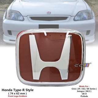 ตราสัญลักษณ์ด้านหน้า สีแดง ขนาด 74 มม. x 62 มม. สําหรับ Honda Civic EG6 EG9 EK9 Integra DC2 92-00