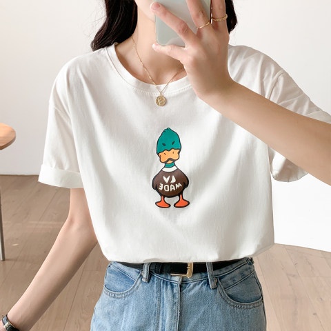 Grace_chili 5503 เสื้อยืดคอกลม เสื้อแขนสั้น พิมพ์ลายเป็ดน้อย oversize tshirt เนื้อผ้า เด้ง ลื่น นุ่มๆ