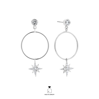 Haus of Jewelry CELESTIAL DROP HOOP EARRINGS ต่างหูเงินแท้ ประดับเพชรคิวบิกเซอร์โคเนีย (Cubic Zirconia)