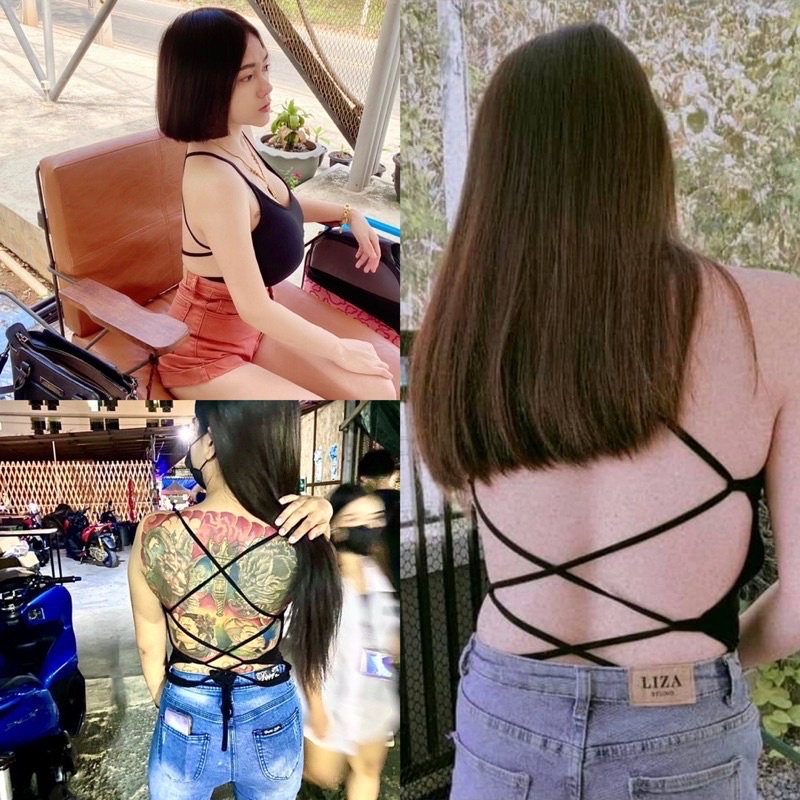 🫦Porsche17Shop🫦สายเดี่ยวไขว้หลัง ‼️ผูกเองได้จ้า‼️ ผ้าเรย่อนเนื้อดีมากกก🌈รุ่น สายเดี่ยวไขว้หลัง 104 M