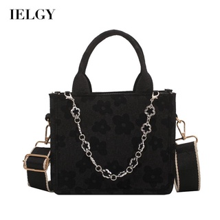 IELGY silk jacquard large capacity wide shoulder strap single crossbody womens bag