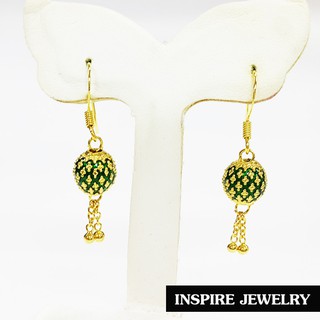 inspire Jewelry ต่างหูชุบทองลงยา ห้อยตุ้งติ้ง งานปราณีต สวยงาม