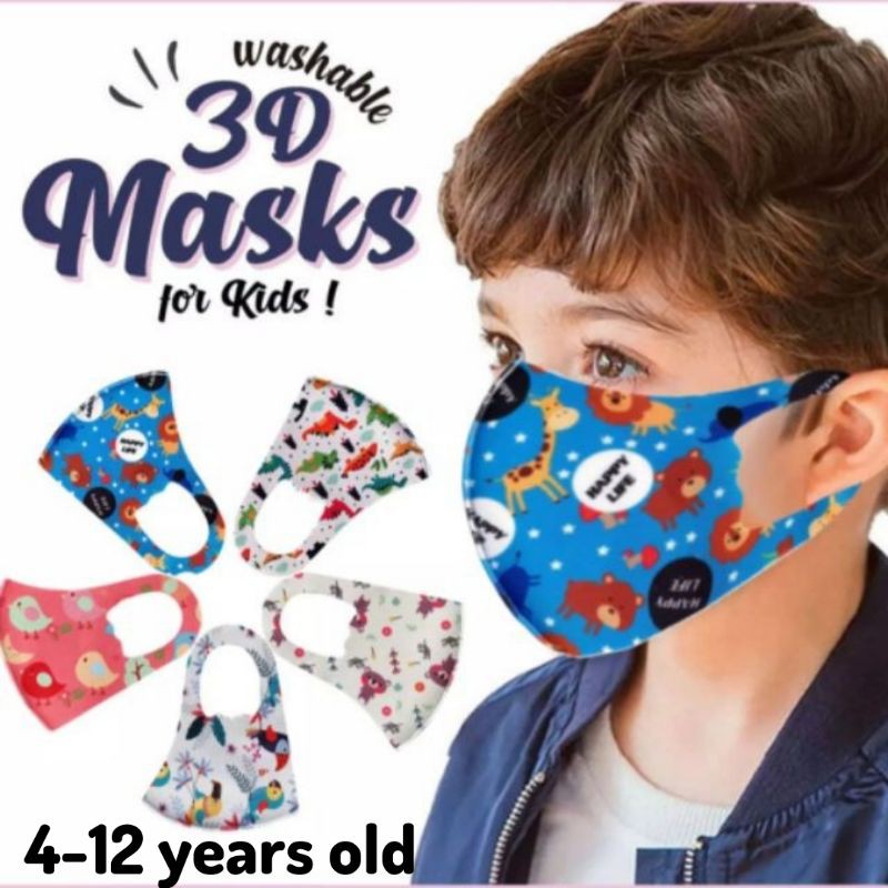 หน้ากากอนามัยเด็ก ระบายอากาศ ใช้ซ้ําได้ ตัวละคร ล้างทําความสะอาดได้ ป้องกันหมอกควัน กันน้ํา Budak Mask Kain Face Shield