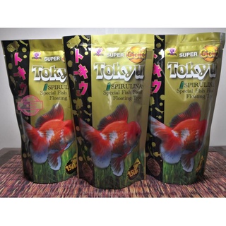 อาหาปลา Tokyu Super Gold ขนาด 150 กรัม , อาหารเกรดพรีเมี่ยมผสมสาหร่าย Spirulina