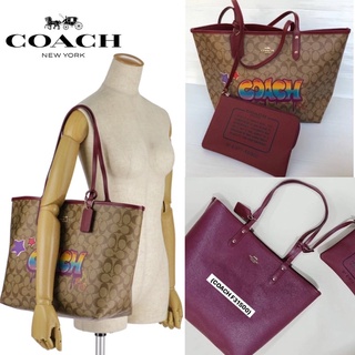 Coach REVERSIBLE CITY TOTE IN SIGNATURE CANVAS WITH GRAFFITI (COACH F31500)