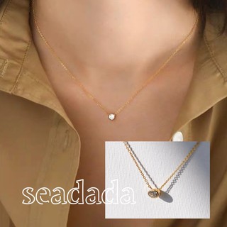 seadada เครื่องประดับสร้อยคอเพชรเม็ดเดี่ยวคริสตัล สร้อยคอมินิม่อล crystals 14k necklaces