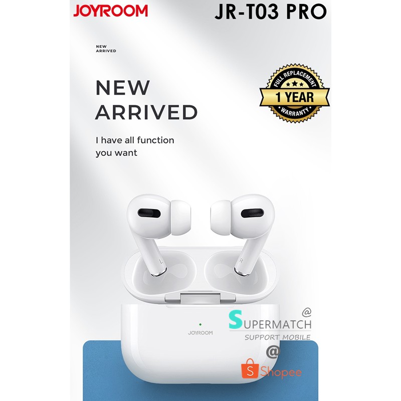 JOYROOM JR-T03 PRO หูฟัง BLUETOOTH EARPHONE พร้อมกล่องชาร์จไฟ รองรับ อุปกรณ์ที่ต่อ BLUETOOTH สินค้ารับประกัน 1 ปี